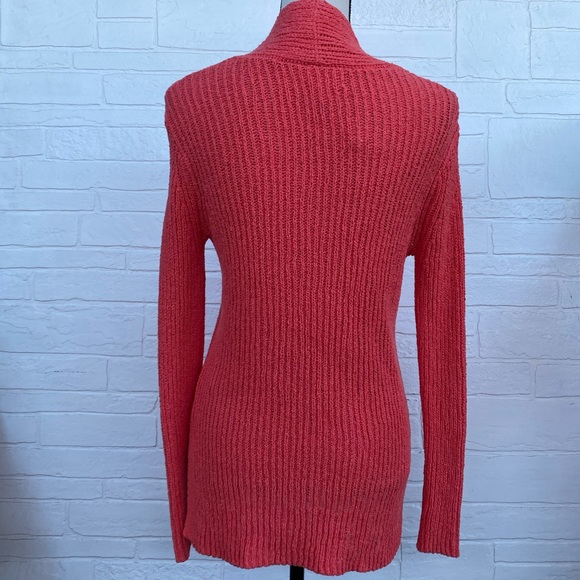 Caslon Pink Split V Neck Rib Knit Sweater Long sleeve pullover - Picture 6 of 7